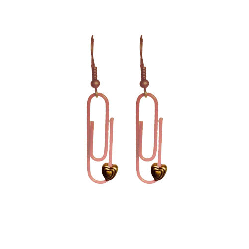 Rose Quartz Personalised Paperclip Earrings | by lovedbynlanla