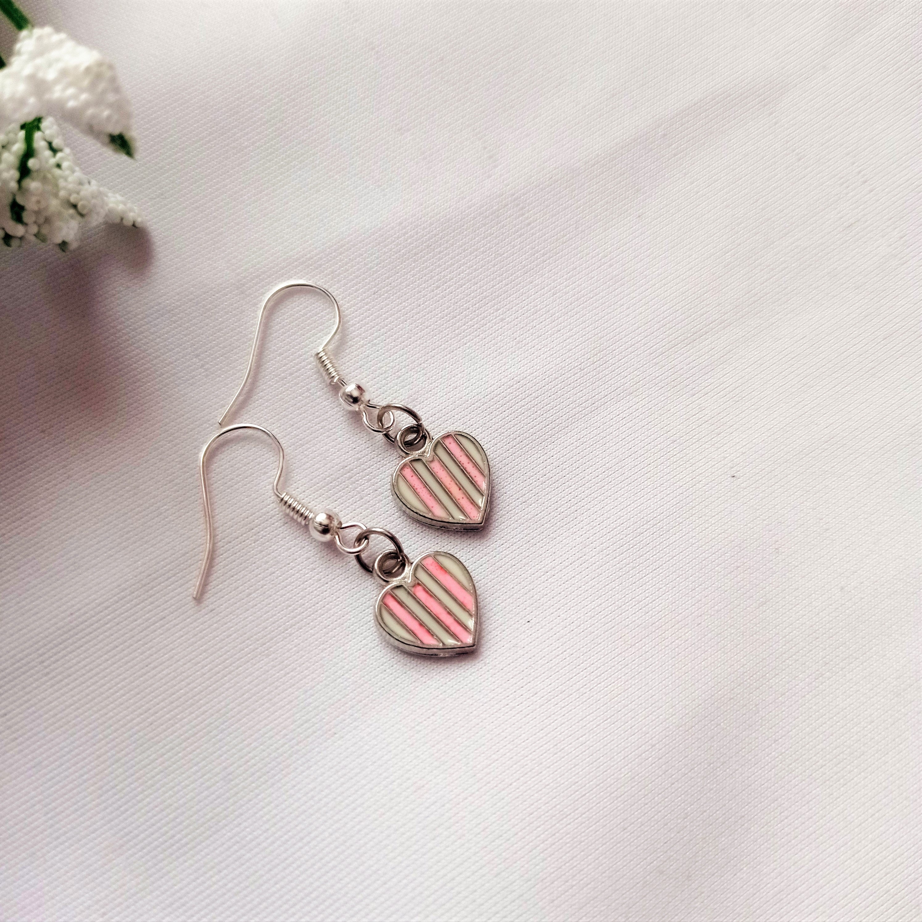 Candy Striped Hearts Earrings, Playing Cards inspired Queen of Hearts | by lovedbynlanla
